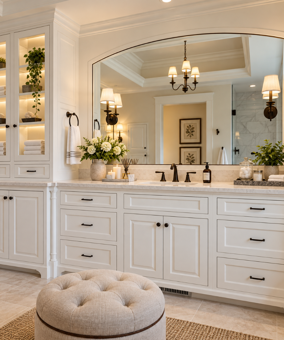 Warm Luxury Bathroom Vanity by bwest builders